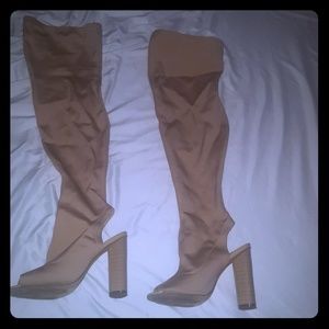 Thigh high nude boots